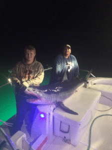 Zack Schneider, fishing with Paul Carrilles and Capt. Bill Anninzio, caught his 9’ Mako Shark about 40 miles off Port O’Connor on February 12.