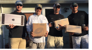 5th Annual 421 Slam Invitational Fishing Tournament presented by Wet Sounds 1st place team Burning Daylight pictured above. Holding cash and Wet Sounds sound system. From left to right: Brian Anders, Edwin Anders, Jeff Glueck, and Jim Anders. 