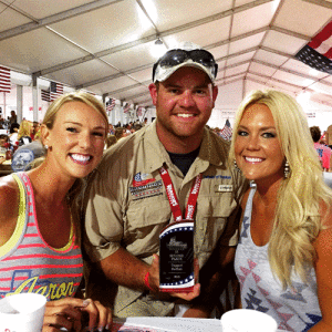 Zach Billingsley from Fort Benning, Alabama won 2nd place for Tagged Oversized Red (just over 27.5 lbs. and 44” long).  He was overjoyed and had a great time touting his fish around the weigh-in and impressing all the on-lookers at Froggie’s.  Jenny Nagelmueller (at left in photo), Haley Ray (at right in photo)  and Jenny’s father, Rick Nagelmueller, were “captains” for the day, hosting some of our Nation’s Heroes on their boat.  