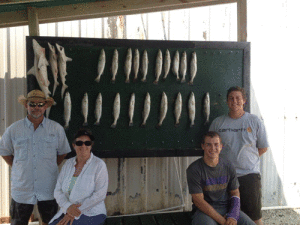 Paul Yanda and family from La Grange Texas had a great day of fishing for trout with Capt. Ron Arlitt of Scales and Tales Guide Service of Port O’Connor. It was the Yanda’s first trip to POC and they really enjoyed their stay here. They plan on coming back in October for some redfish action. 