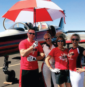 Darkstar Team Photo: (left to right) Vladimir Silchuk, crew; Vicky Benzing, pilot; Kathy Minh, crew and Dianna Stanger, owner.