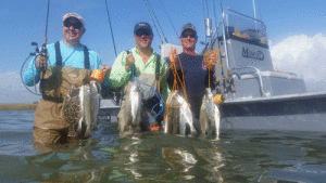 The Saltwater Lodge Team - Scott, Steve, Scott - with fish to fry.
