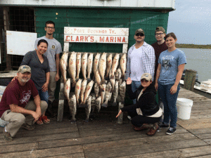 The Smith Party with the results of their half day trip that was slipped in after a cold from passed through POC on 10/31/15. Fishing with Capt. RJ Shelly & Capt. Kirk Barringer.