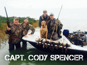  Captain Cody Spencer takes longtime friend of Captain Chris Martin, 33 years, Ray Proctor, duck hunting.