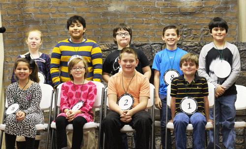 Participants in the POC Campus Spelling Bee Front Row:  McKenna Guevara, Alexandra Mallory, Gage Spencer, Aiden McClelland Back Row:  Annabelle Thurman, Damian Guzman, Ashton Fowler-Albrecht, Kyle Doggett, Matthew Stapp 	Winners were Alexandra Mallory and Gage Spencer; Alternate - Annabelle Thurman