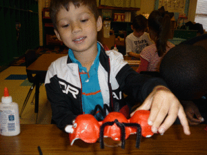 Seadrift PreK student Gavin Gonzalez made this ant using egg cartons and pipe cleaners. True to insect characteristics, the ant has three body parts, six legs, antennas, eyes and mouth.