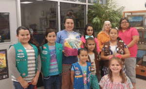 Girl Scout Troop 9510 gave the workers from the Calhoun County Library a gift basket of Girl Scout cookies on National Library Workers Day on April 12.              -Becky L. Reinhard