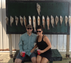 Nice couple from California enjoyed a morning of bay fishing with Capt. Ron Arlitt of Scales and Tales Guide Service of Port O’Connor. Miss Lawson has fished here before, as her father has a home in POC. The couple had their limits of black drum and red fish. Sardines and dead shrimp were used for bait. The family planned on having one of the local restaurants prepare the fish that evening, which they have enjoyed in the past.