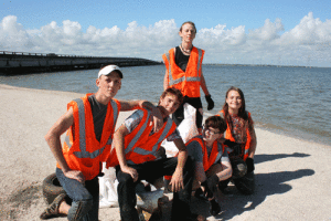 Hope High Schools Environmental Club took part in the annual fall beach clean-up. The school has adopted the Point Comfort beach next to the causeway. The group collected fifteen bags of litter along with six tires, a flat screen t.v. and a toilet. Pictured: Logan Smith, Jacob Kief, Joshua Smith, Shelby DeForest, Tabatha Gage. 