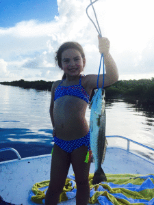 Payton Junek caught her first trout, a nice 22 inches, fishing the back bays with her dad, Allen Junek.
