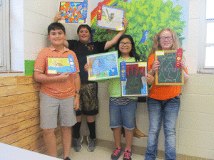 5th Grade Matthew Stapp (1st place crayon), Ayden Brown (1st place marker & 2nd place crayon),  Alex Lopez (1st place oil pastel),  Annabelle Thurman (2nd place oil pastel) 