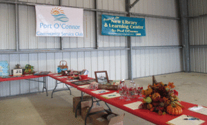 Some of the Silent Auction items at the BBQ Cook-Off. This event was a joint effort by the Friends of the Port O’Connor Library, Port O’Connor Community Service Club, and Port O’Connor Chamber of Commerce.