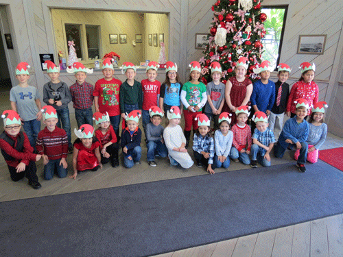 Seadrift School Second Graders sing Christmas songs at First National Bank, Seadrift -Photo by Collin Anderson