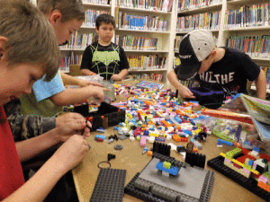 Children building with Legos at the Port O’Connor Library