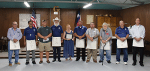 Award recipient McCade Stafford (third from left) and Laurie Gail Beaver with members of Seadrift Masonic Lodge.