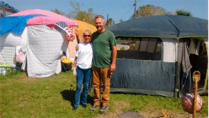 Susie Jaycox, POC resident, received temporary living quarters from the Oklahoma team. This nice tent will keep her high and dry until housing repairs can be completed. -Kelly Gee