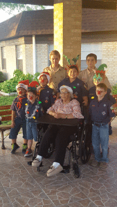 Seadrift Cub Scouts and Boy Scouts delivered Christmas ornaments they made, and sang at Port Lavaca Nursing Home.