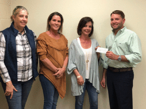 The Bomshell Blowout Women’s Fishing Tournament recently presented The Texas Zoo a check in the amount of $15,000 to help with Hurricane Harvey Relief efforts.  The fishing tournament  took place in Port O’Connor Texas in August 2017.   Pictured are (from left to right) Liz Jensen, ED for Texas Zoo, Tammy Rigamonti and Deidra McCollum with the Bomshell Blowout, Jimmy Zaplac, Board President Texas Zoo.