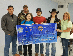 Having been fortunate enough to have funds left over from its Shrimpfest Fishing Tournament, the Seadrift Chamber of Commerce presented a $1,000 donation check to the Lakeside 4H Club to promote educational and youth development. Pictured left to right: Austen Rivera, Jonathan Davenport-Tournament Committee Members, Briana Bordovsky, Canion Epley, Bryant Bordovsky-4H officer’s, and Kristine Metcalfe- President Seadrift Chamber of Commerce. 