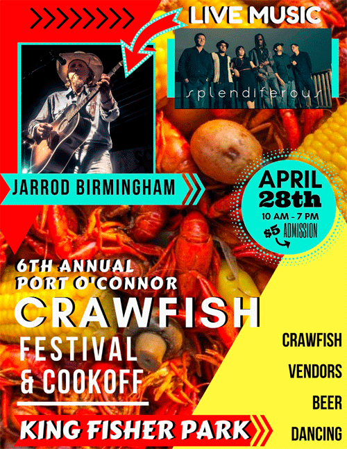 Port O’Connor Crawfish Fest & Cookoff April 28 Dolphin Talk Port O