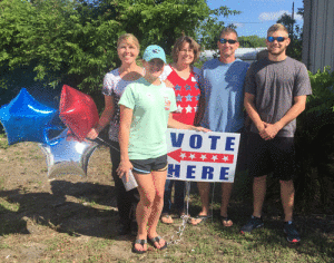 Seadrift had a huge turnout of voters for Tuesday’s (May 22) runoff! Part of the crowd was the Bubenik family. To be exact, three generations of this family were involved in this incredible turnout! From left to right is Dawn, daughter Darian, grandmother Martha, and Michael with son Seth! As you can see from this photo they were very excited to be a part of those who want to speak up by casting their vote! 246 votes were cast Tuesday at the Republican runoff in Seadrift! Go, Seadrift!!   -Tanya DeForest 