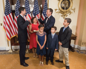 Congressman Michael Cloud, District 27, being sworn into office