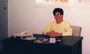 1989 Shirley Gordon, branch librarian seated in the new Port O’Connor Library. 