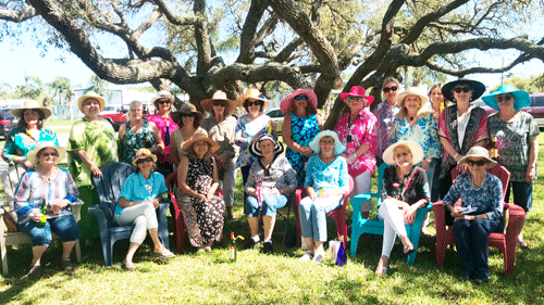 Hooked On Books Club Members in their spring hats