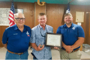 Seadrift Masonic Lodge No. 1098 presented Mr. Robert A. Bryant their Community Builder Award for his outstanding and superior service to the City of Seadrift and community. Left to right is Bro. Ted Gill-Past WM and former Mayor of Seadrift, Mr. Robert A. Bryant, and WM Donnie Heath.