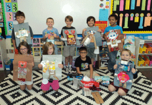 “Litter Monsters” Collin Anderson’s First Grade class made “Litter Monsters” from recycled trash for Earth Day. Students worked to reuse recycled materials to create a litter monster. They also wrote about how to not be a litter monster and respect nature and natural resources. Pictured: Back row, from left to right: Fidel Tovar, Camren Hime, Kolt Leiker, Isaiah Ochoa, and Pierre Wilburn. Front row, from left to right: Blaklei Ruddick, Ana Brown, Bryce Sandy, and Reid Thomas. -Port O’Connor School
