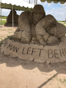 One of three sand sculptures that were made to honor our Military on Warrior’s Weekend, May 17 & 18