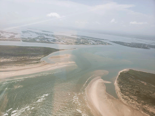 Pass Cavallo from the Gulf side Note how the gut to get out in the Gulf has swung to the south. 