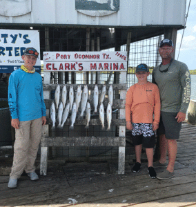 The Robertson family with their catch from a morning trip with Capt. RJ Shelly on July 31st.