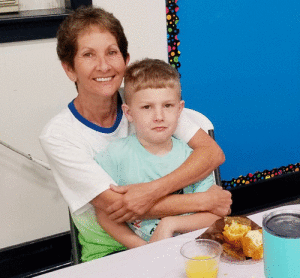 Sandy Gregory and grandson Grant Gregory at Port O’Connor School.