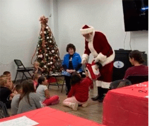 Santa interrupted the story at the POC Friends of the Library Children’s Christmas Party with a surprise visit to let us know he was nearby and watching us! -Charlotte Firtzgerald