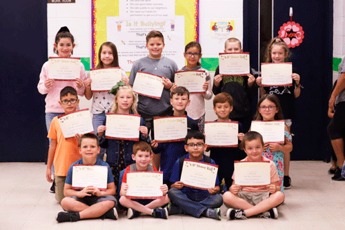 A/B Honor Roll 1st Row:  Camren Hime, Paxon Crone, Marcos Blanco, Haiden Dean 2nd Row:  Bryce Sandy, Brylee Irvin, Jakob Donaldson, Madden Guevara, Blaklei Ruddick 3rd Row:  Kyndra Carriles, Abygail Gonzales, Bradley Eure, Laela Aranda, Skyler Pessall, Riley Pagel 