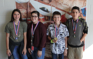 Winners of the Seadrift Campus Spelling Bee Briley Christensen, Braylyn Gallaway, Gavin Reyes, and Blake Bowman