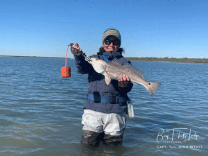 Wading for Reds Bay Flats Lodge