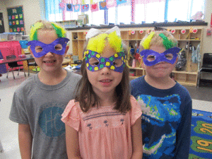 Ms. Peters’ kindergarten class in Port O’Connor discussed the tradition of Mardi Gras and celebrated by making Mardi Gras masks.