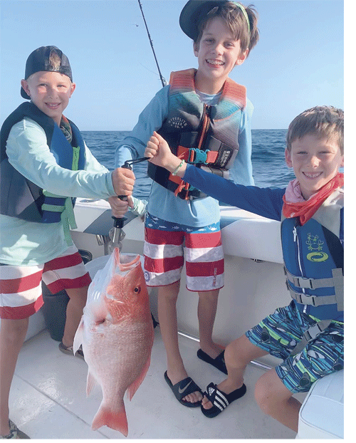 Reese Carroll, Carson Carroll and Colton Coan had a great morning with their dads and got their limit of Red Snapper. July 18,2020 out of Port O’Connor on Clay Coan’s 23’ Seacraft