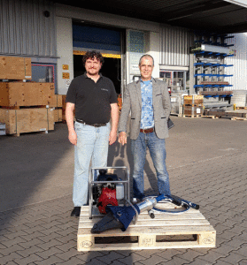 Dieter (right) and Lokas Company sales and customs organizer, Norbert Peschel. with Jaws of Life