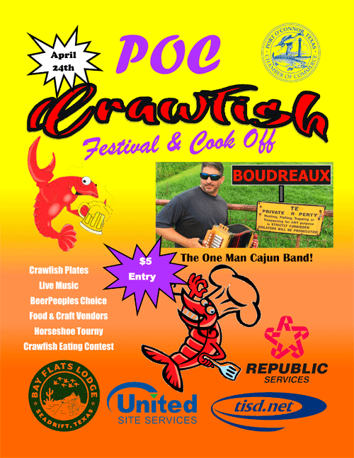 CRAWFISH FESTIVAL & COOKOFF ON APRIL 24 Dolphin Talk Port O'Connor