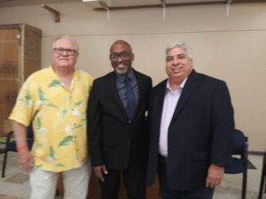 Left to right: Russell Cain, President of Calhoun County Republican Club; Rev. Darren Sanders; Aaron Peňa