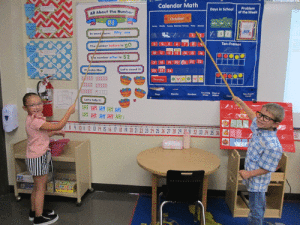 During Drug Awareness Week at Port O’Connor Elementary, left-Kynslee Brown and right-Brendan Brandt dress as future CCISD teachers. -Monica Peters