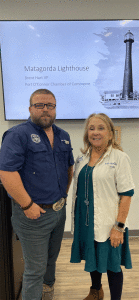 Brent Hart and Michelle Lippold, President of Friends of the Port O’Connor Library 