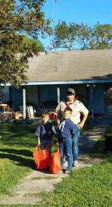 Seadrift Boy/ Cub Scouts Scouting for Food. Seadrift School and Troop/Pack 106 worked together to collect can goods for the local food pantries.  Over 2,200 cans were collected. -Leslie Shirhall