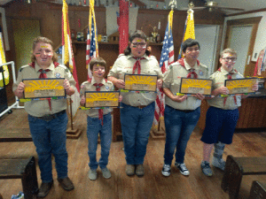 Cash Shirhall, Kendell Cady, and Cooper Rodriguez  received their Arrow of Light in March 2020, but just awarded due to Covid. Talen Henson and Lathan Griggs received their Arrow of Light August 2021. Congratulations, Boy Scouts Troop 106 on your accomplishments! 			     -Leslie Shirall