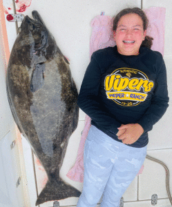 No, it’s not a monster Port O’Connor Flounder. Payton Junek caught this big Halibut fishing in Tofino, Canada.