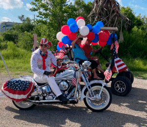 Arnold Martinez and Lynda Hughes and Michelle Davis tied for most patriotic in the POC Chamber’s 4th of July Parade.
