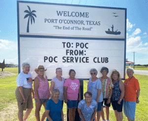 The hard working Ladies of the Port O’ Connor Service Club are ecstatic to announce the long anticipated arrival and installation of their latest gift to the POC Community- the new “Community Center Sign”!!! Hooray!!! The Club has been working on this replacement project since the old sign was destroyed by Hurricane Nicholas in September 2021, and were able to purchase the new sign through the generous donations and support of the POC Community at our many fundraising events!! We would like to acknowledge our Treasurer, Nan Burnett, who has worked tirelessly with Sign Works of Victoria to bring this project to fruition!! The Service Club is happy to give this wonderful part of POC back to the Community!!! 